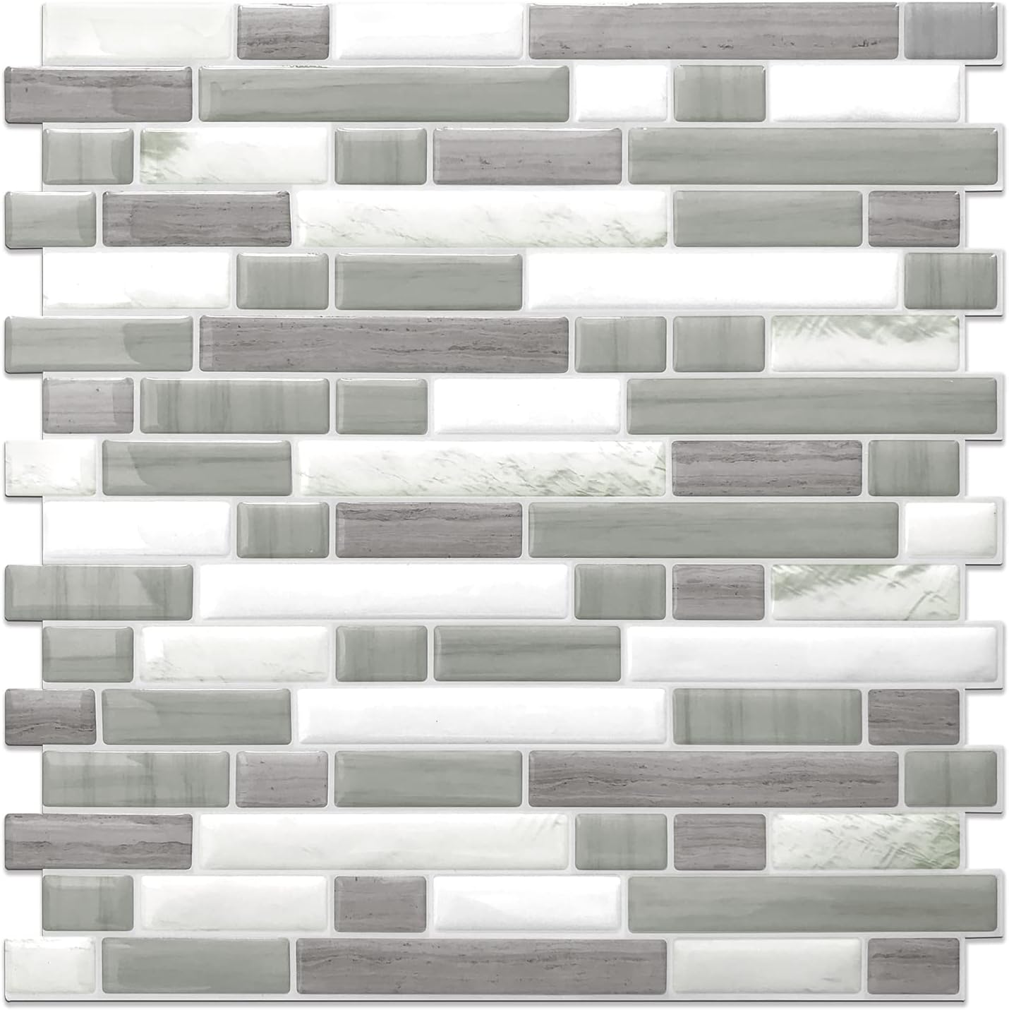 STICKGOO Thicker Design Peel and Stick, Self Adhesive Stick On Tile Backsplash for Kitchen and Bathroom, Beige & White, 12”×12”, 10 Sheets