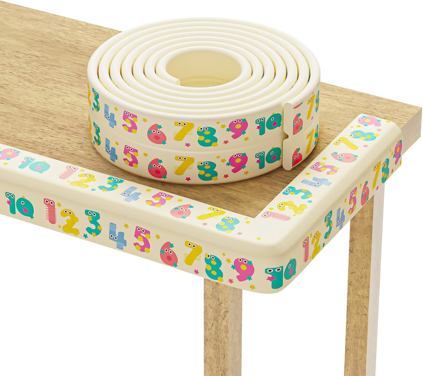 Edge Protector for Baby 6.5ft Soft Protective Foam Cushion Furniture Edge and Corner Guards Baby Child Proofing Cartoon Digital Pattern Odorless Safe for Table,Fireplace,Countertop