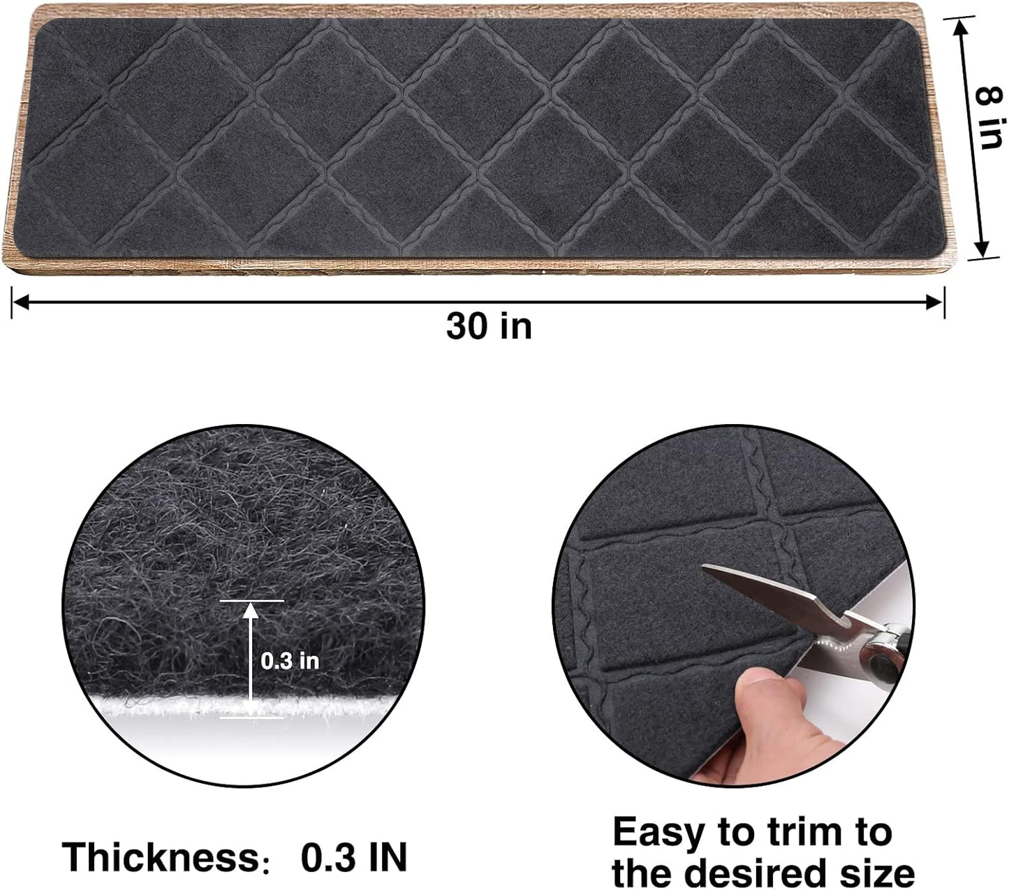 Stair Treads for Wooden Steps 15pcs - 8x30in Carpet Stairs Runner Indoor Non-Slip Stair Mats for Kids Elders and Pets