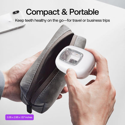 UV-C Toothbrush Sanitizer Case, Dual Light Cleaner Cover with Clear Window, USB-C Rechargeable Travel Holder for Electric and Manual Brushes, White