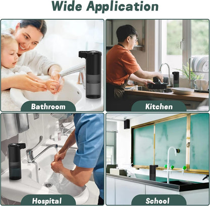 Automatic Foaming Soap Dispenser USB C Rechargeable Hand Soap Dispenser for Bathroom Touchless Dish Soap Dispenser for Kitchen IPX5 Waterproof, Matte Black