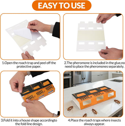 20 Pack Roach Traps, Cockroach Traps Indoor Home, Glue Roach Traps, Child & Pets Safe(Upgrade Recipe)