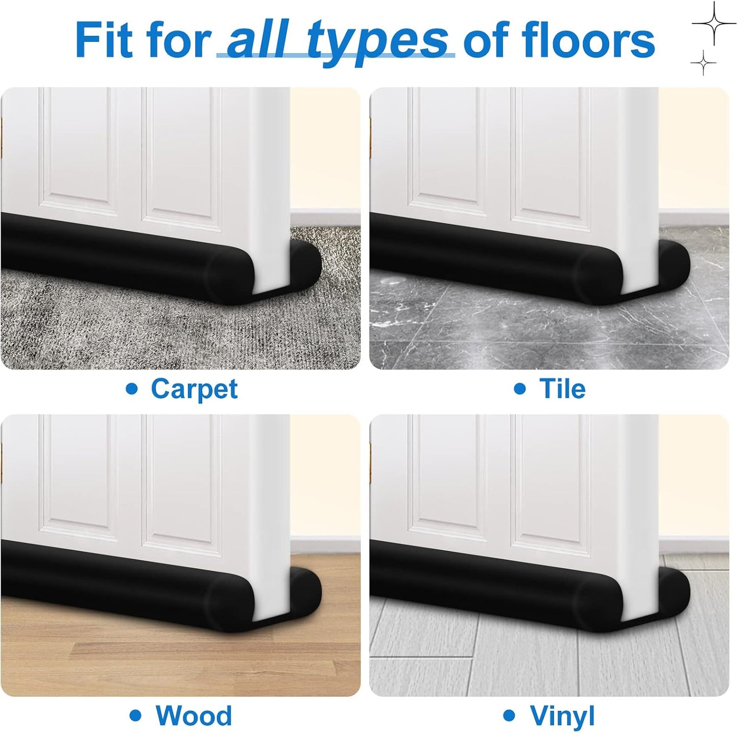 MAXTID Large Door Draft Stopper for Bottom of Doors 36” Under Door Sweep Noise Blocker Black Gap Stoppers Adjustable Doors Seal Sweep Guard Draft, Window Breeze Stoppers, Home Essentials Gadgets