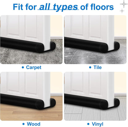 MAXTID Large Door Draft Stopper for Bottom of Doors 36” Under Door Sweep Noise Blocker Black Gap Stoppers Adjustable Doors Seal Sweep Guard Draft, Window Breeze Stoppers, Home Essentials Gadgets