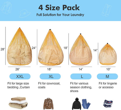 3 Pack XXL Mesh Laundry Bags for Delicates, Extra Large Laundry Wash Bags for Clothes,Bed Linen,Toys with Drawstring Closure Sturdy(3 XXLarge 28 x 26 Inches)