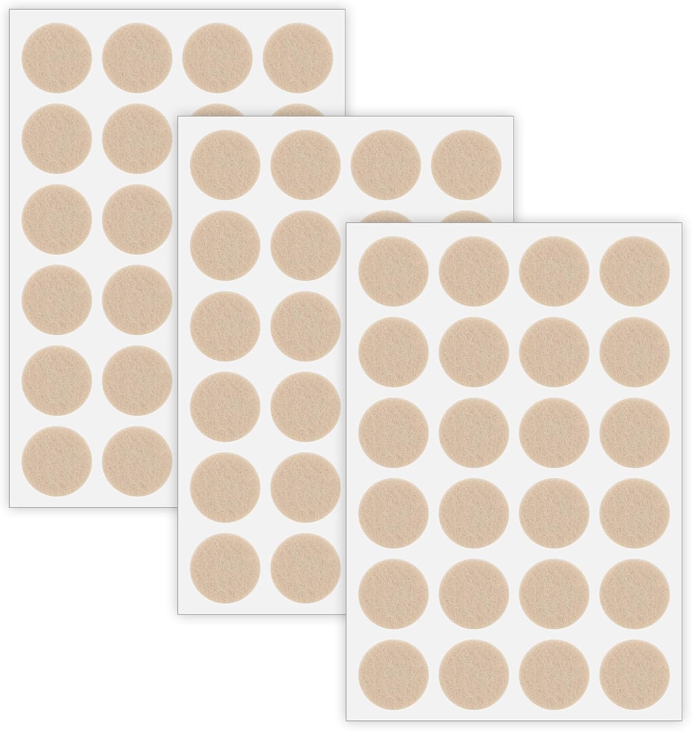 96 Pcs Felt Furniture Pads for Hardwood Floors, Self Adhesive Chair Leg Floor Protectors Non Slip Anti Scratch Felt Pads for Furniture Feet, 3/4" Round, Beige