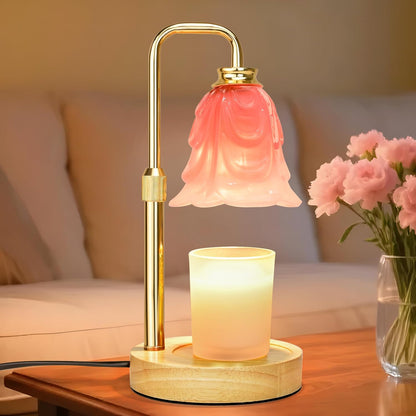 Candle Warmer Lamp with Timer Dimmer, Adjustable Height Pink Tulip Candle Wax Warmer, Christmas Birthday Gift for Mom Women,House Warming Gifts for New Home Bedroom Decor,Flower Pink