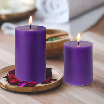 Black Flameless Pillar Candles with Remote, Flickering LED Wax Candles Battery Operated Set of 3
