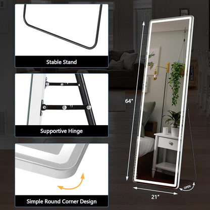 OLIXIS 64"x 21.5" Arched Mirror Full Length, Full Body Mirror with Stand, Hanging or Leaning for Wall, Floor Standing with Shatter-Proof Glass for Bedroom, Living Room, Long, Black