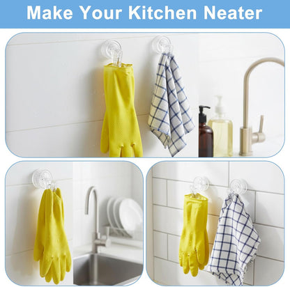 2PCS Dish Glove Clip with Suction Cup Rotatable Glove Holder Clip Removable Wall Mounted Hook for Kitchen Bathroom Office for Dish Gloves Documents Towels
