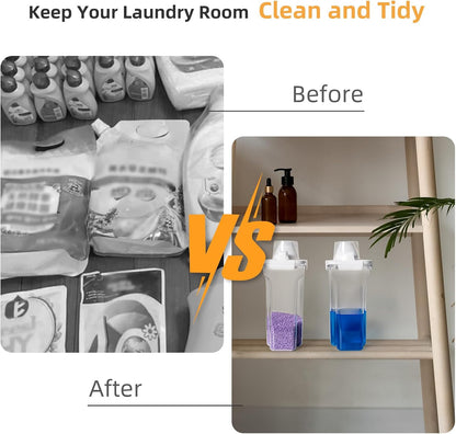G2 GO2GETHER Laundry Detergent Container,2Pack -68oz Laundry Detergent Dispenser with 5 labels for Laundry Room, Laundry Scent Beads, Powder,Bleach,Soap,Fabric Softener Storage and Organization.
