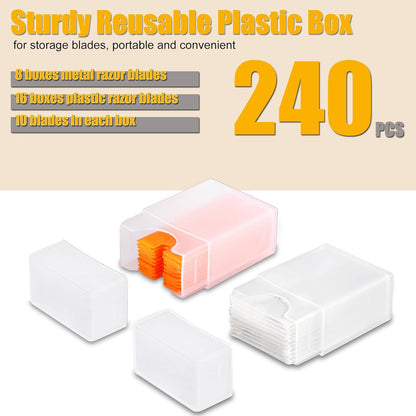 REXBETI Razor Blade Scraper Tool, 2 Pack Razor Scraper Set with Extra 80Pcs Razor Blades -30Pcs Metal and 50Pcs Plastic Blades, Cleaning Scraper Tool, Cooktop, Paint, Glass Scraper