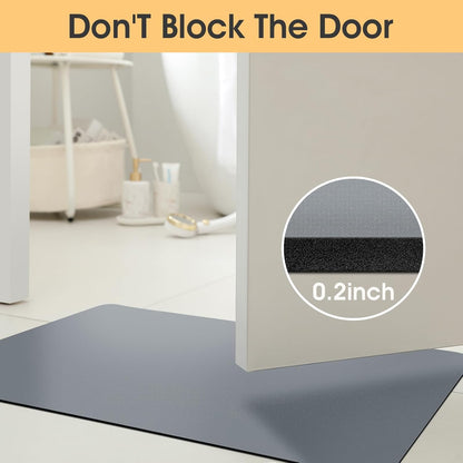 ACCUMTEK Non Slip Bath Mat, Thin Bathroom Rugs Fit Under Door, Quick Dry Bath Mats, Machine Washable Bath Rugs for Bathroom, Bathtub & Kitchen, Grey/Bordered/24 x17