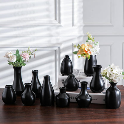 White Bud Vases, Ceramic Small Vase Set of 5, Mini Vases for Fresh and Dried Flowers, Modern Home Decor, Pottery Centerpiece Table Decorations