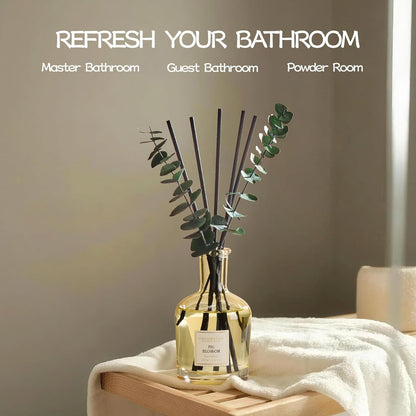 COCORRÍNA Wild Mint & Eucalyptus Reed Diffuser – 6.76 oz Essential Oil with 8 Reeds & Real Eucalyptus Sticks, Home Fragrance for Bedroom or Bathroom Décor
