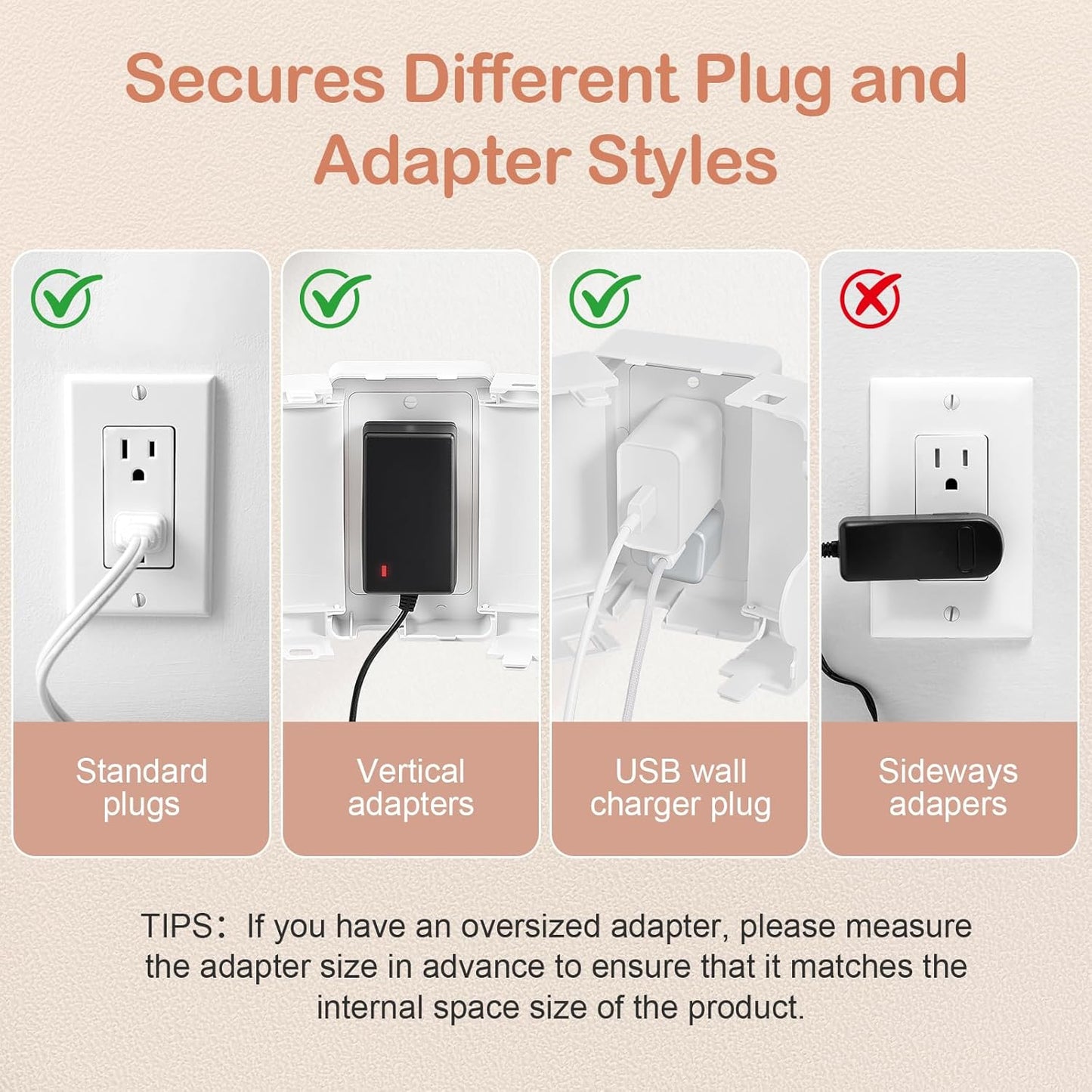 Child Proof Outlet Cover, Double Lock System, Duplex & Decorator Electrical Outlet Plates, Indoor Wall Outlet Covers Box, White, Large Interior Space