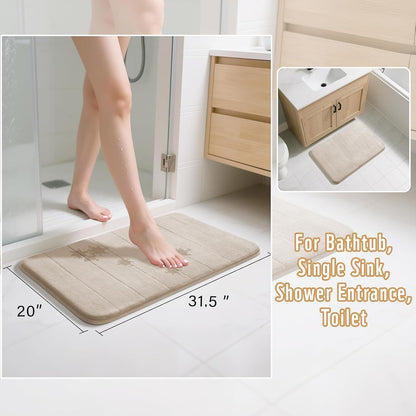Yimobra Memory Foam Bath Mat, Super Soft Absorbent Bathroom Rug Non Slip, Quick Dry, Machine Washable Floor Carpet for Tub Shower, Home Decor Accessories, 24x17, Grey