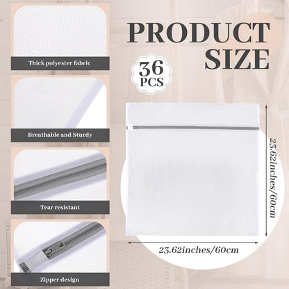 36 Pieces Mesh Laundry Bags Fine Mesh Wash Bags with Zipper Machine Washable Lingerie Bags for Washing Delicates Clothes Garment Underwear Blouse Hosiery Socks Travel, 16 x 20 Inches (Gray)