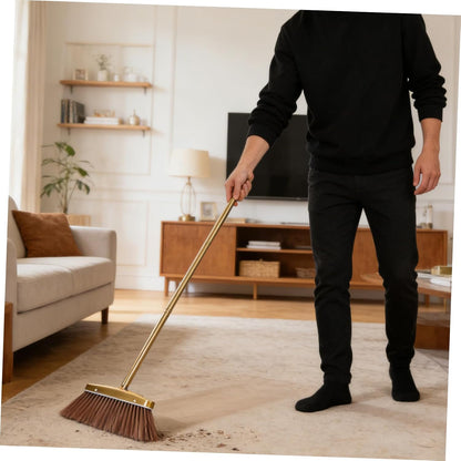 Thickened Stainless Steel Broom with Detachable Handle, Heavy Duty Indoor Outdoor Sweeping Brush for Hardwood Floor Cleaning and Patio Yard Use
