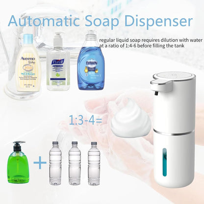 Automatic Soap Dispenser – Touchless Foaming Soap Dispenser 400ml USB Rechargeable Dispenser Electric Wall Mounted 4levels Adjustable Foam Soap Dispenser Pump for Bathroom Kitchen(Silver)