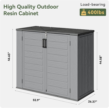 AOXUN Horizontal Storage Sheds 21 Cu.ft, HDPE Outdoor Storage Box 160 Gallon, Waterproof Lockable Resin Deck Box with Spring-Assisted Lid, Patio Storage for Garden, Pool, Cushions, Tools, White