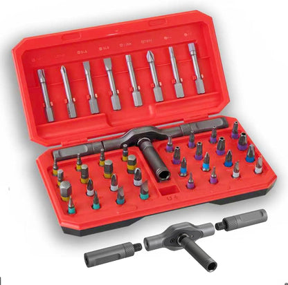 42 in 1 Magnetic Ratcheting Screwdriver Set with T-Handle, Multi-Bit Repair Tool Kit with Compact Case for Electronics, Appliances, Computer, Doorbell, Laptop, Furniture & Home Repair