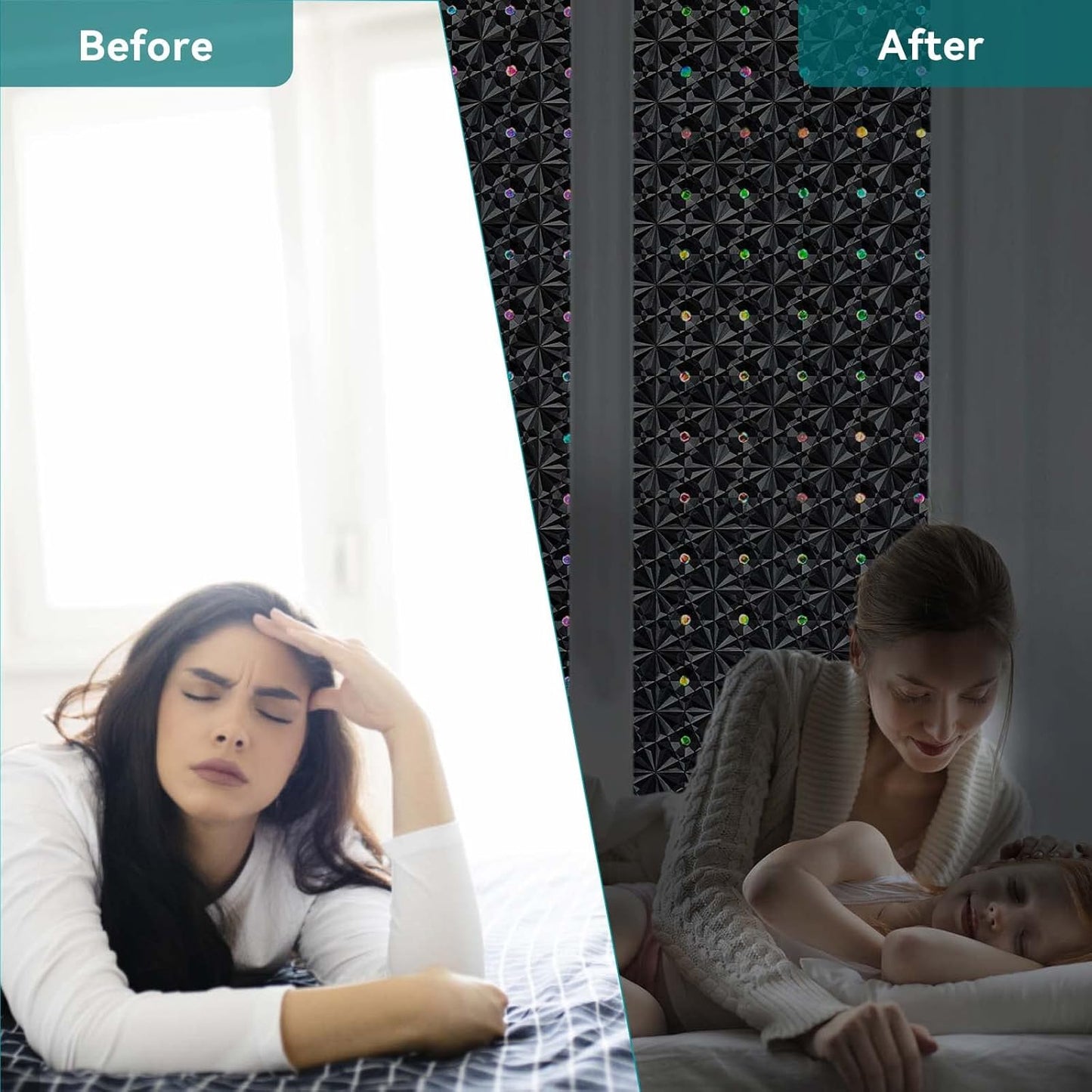 Windimiley 3D Diamond Frosted Window Privacy Film, Static Cling No-Glue Removable Vinyl, UV Blocking Heat Control for Bathroom Bedroom Door, 17.5 x 78.7 inch