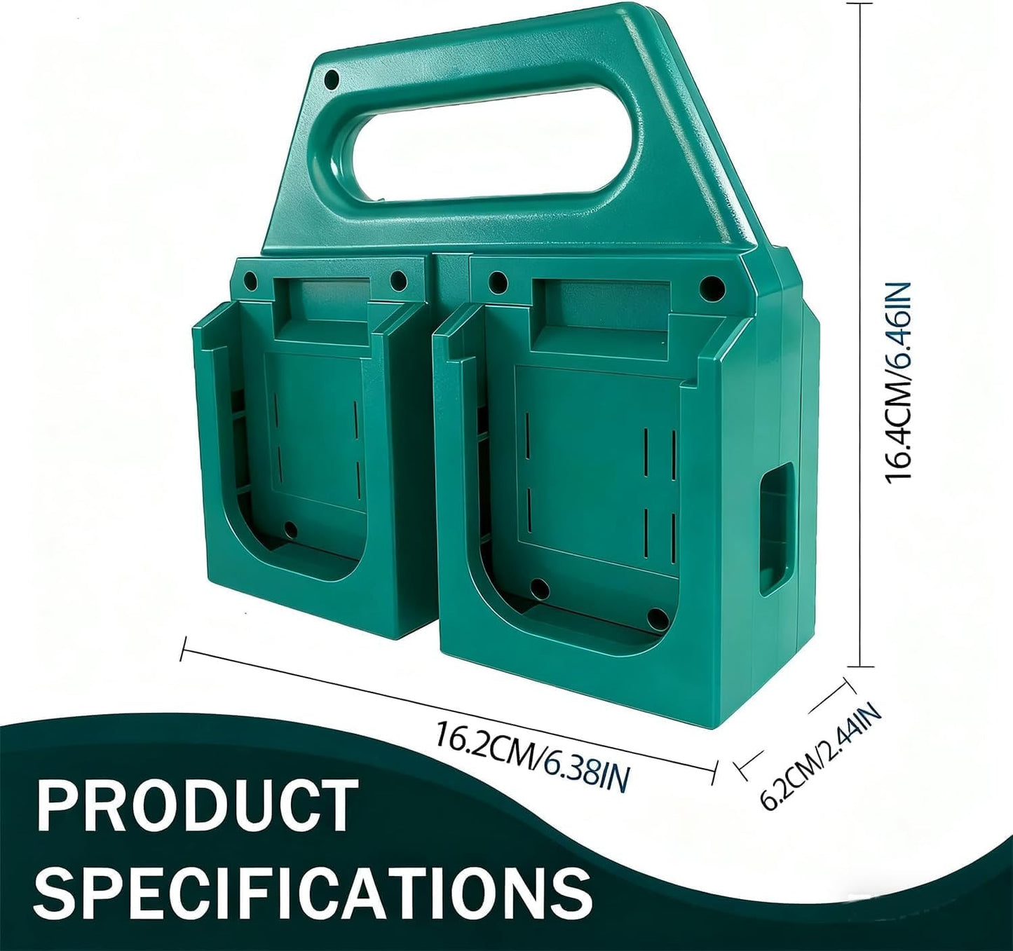 6-Slot Battery Carrying Holder for Makita 18V & 14.4V, Batteries Tool Case Storage Organizer Rack for Makita, Portable and Rugged Battery Caddy with Handle for Jobsite and Mount Bag Use