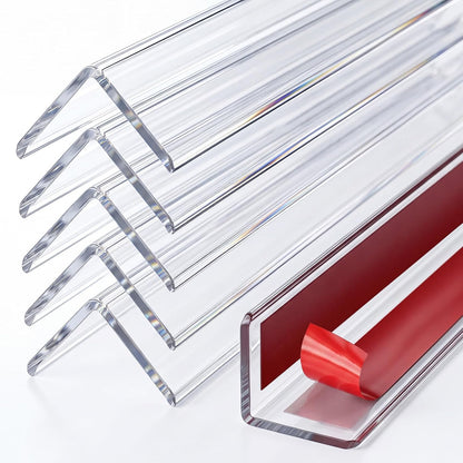 Wall Corner Protector, 17.7" Clear Corner Wall Guard, Self Adhesive Plastic Corner Guards for Walls, Rigid PVC Edge Protection Strip, 6 Pack