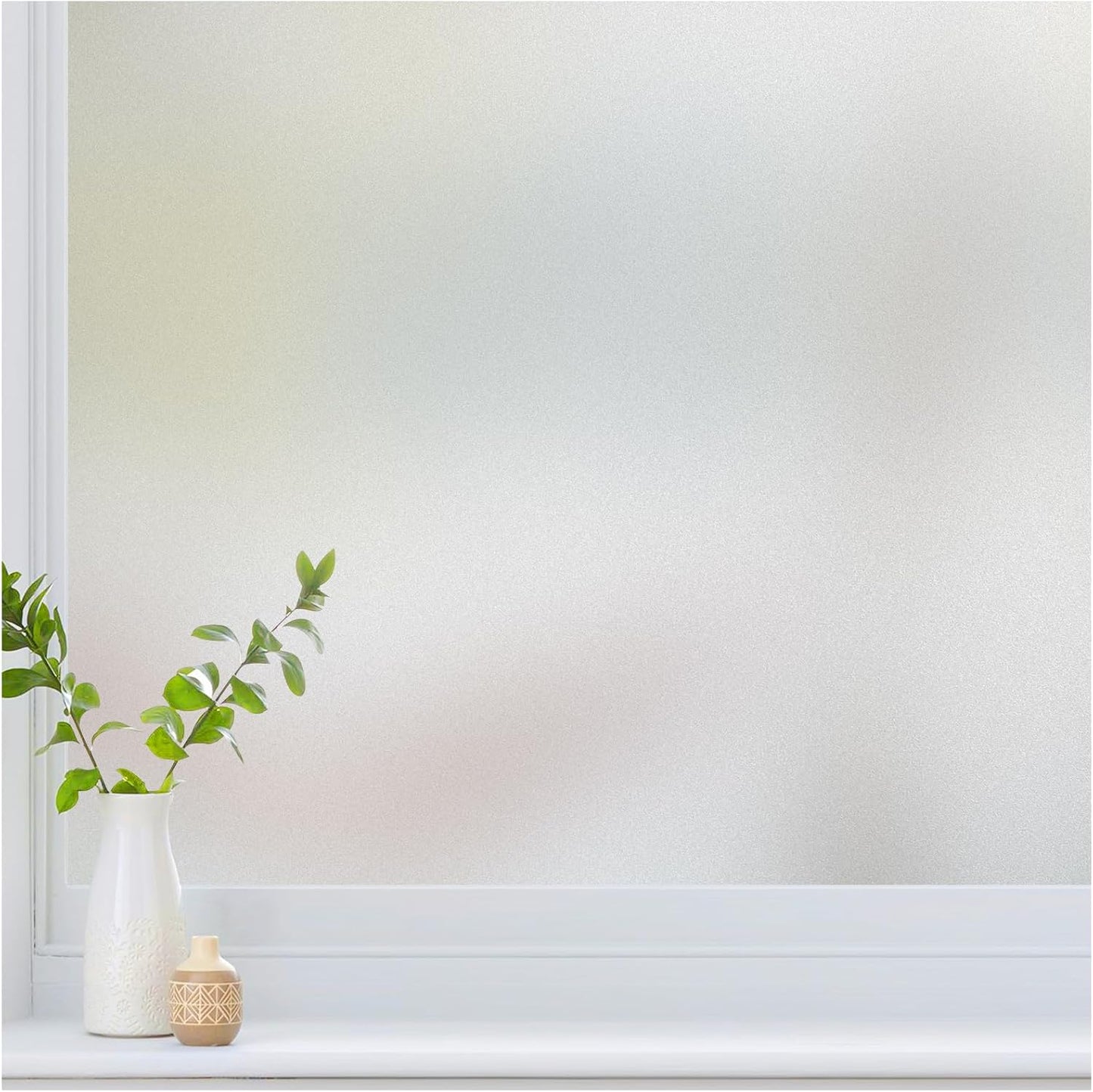 Haton Reeded Glass Window Privacy Film, Static Cling Non-Adhesive Frosted Film, UV Blocking Heat Control Removable Window Sticker for Bathroom Door Home Office, 17.5" x 78.7"