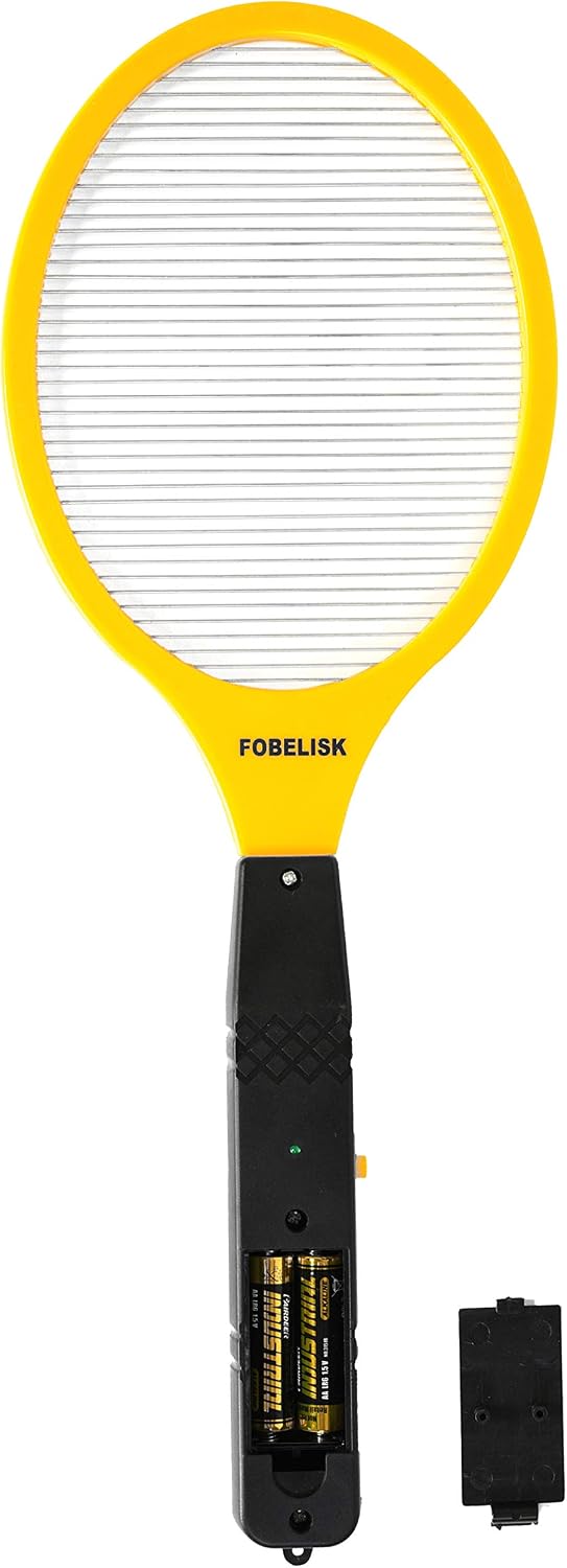 Electric Fly Swatter Racket for Mosquito and Flying Insect Control | Portable Design, Indoor/Outdoor Use, Camping Ready, Instant Bug Zapping, Includes 22 AA Batteries, Non-Slip Grip