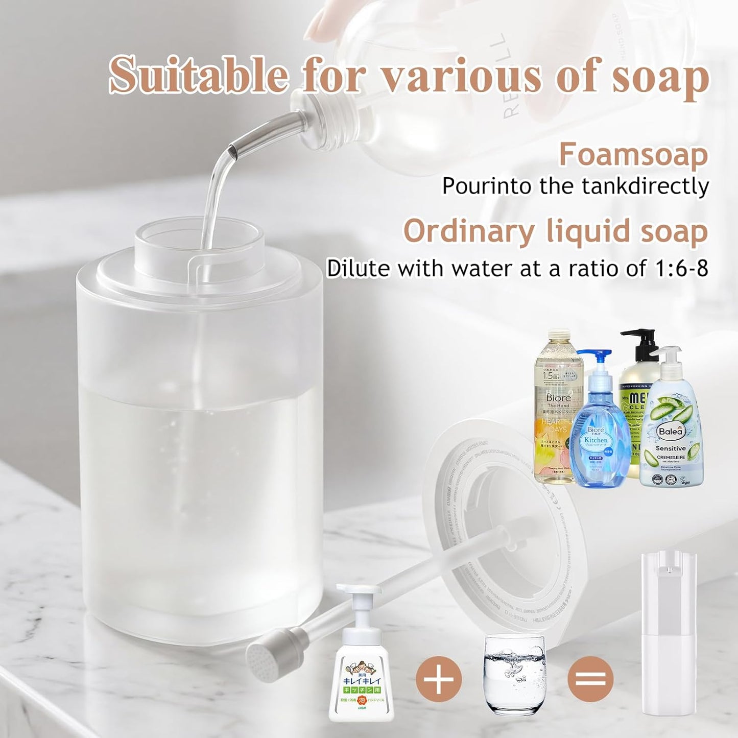 Automatic Soap Dispenser Touchless, Liquid & Foaming Soap Dispensers, USB Rechargeable Smart Hand Soap Dispenser, 3-Level Adjustable, 12.2oz/360ml (Gel Version and Foam Version)