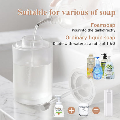Automatic Soap Dispenser Touchless, Liquid & Foaming Soap Dispensers, USB Rechargeable Smart Hand Soap Dispenser, 3-Level Adjustable, 12.2oz/360ml (Gel Version and Foam Version)