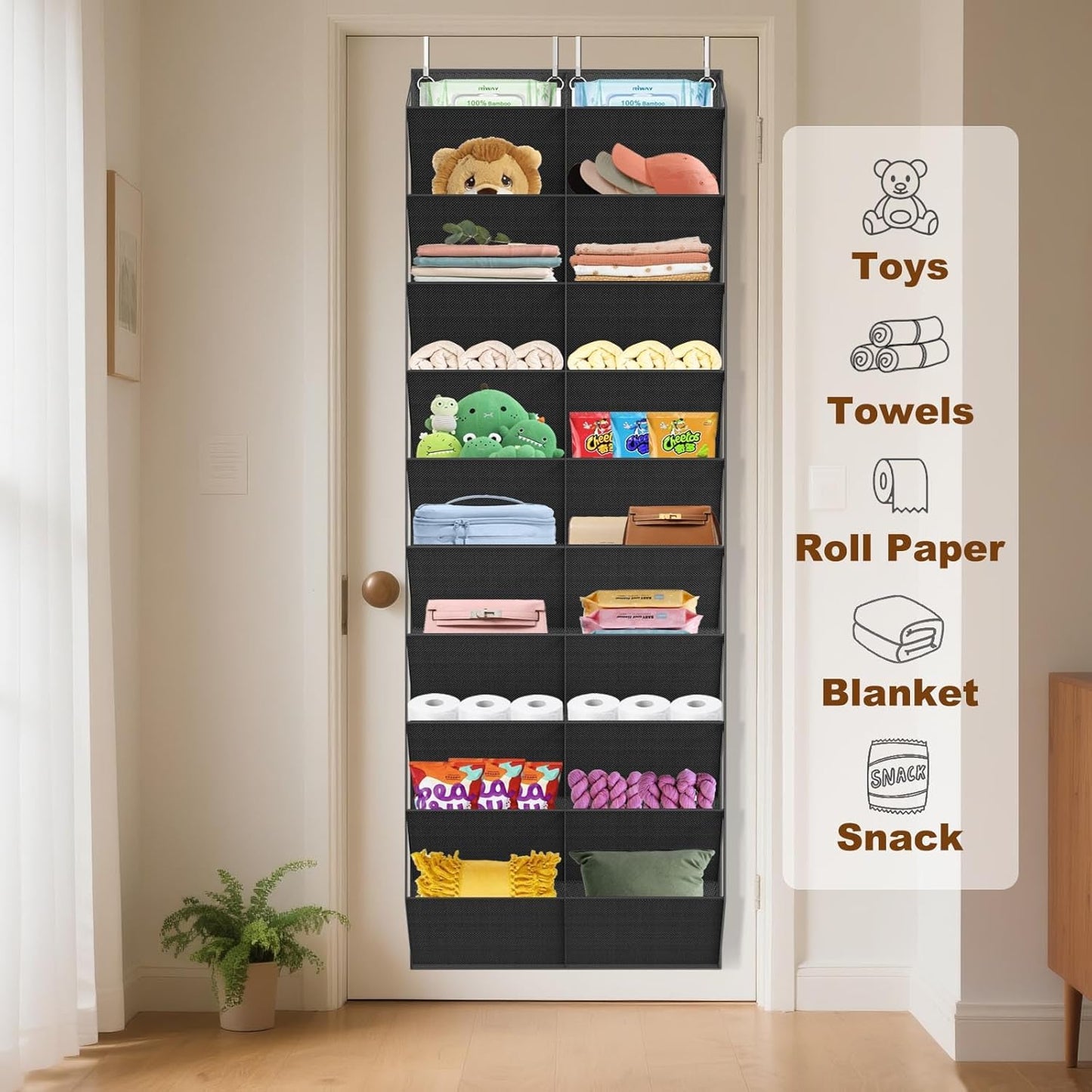 UVIAHOMI 20-30 Pairs Over the Door Shoe Organizer, Clear Pockets Hanging Shoe Storage for Closet, 10-Tier Door Shoes Rack, Handing Shoes Holder Fit All the Family's Sneakers, Boots, Heels, White