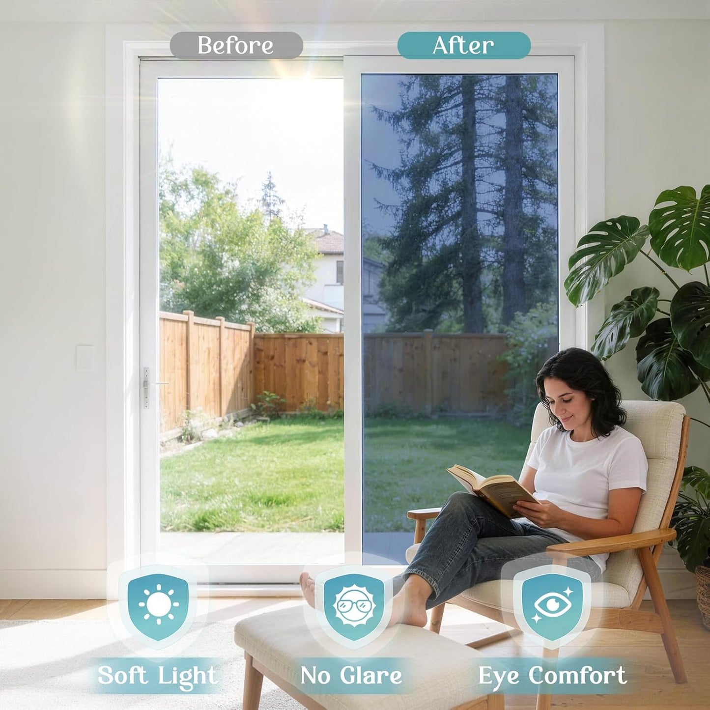 Haton Window Privacy Film, Stained Glass Rainbow Film Decorative Window Clings, Static Cling Sun Blocking Stickers Decals Coverings Tint for Home Heat Control, Non-Adhesive 17.5" x 78.7"