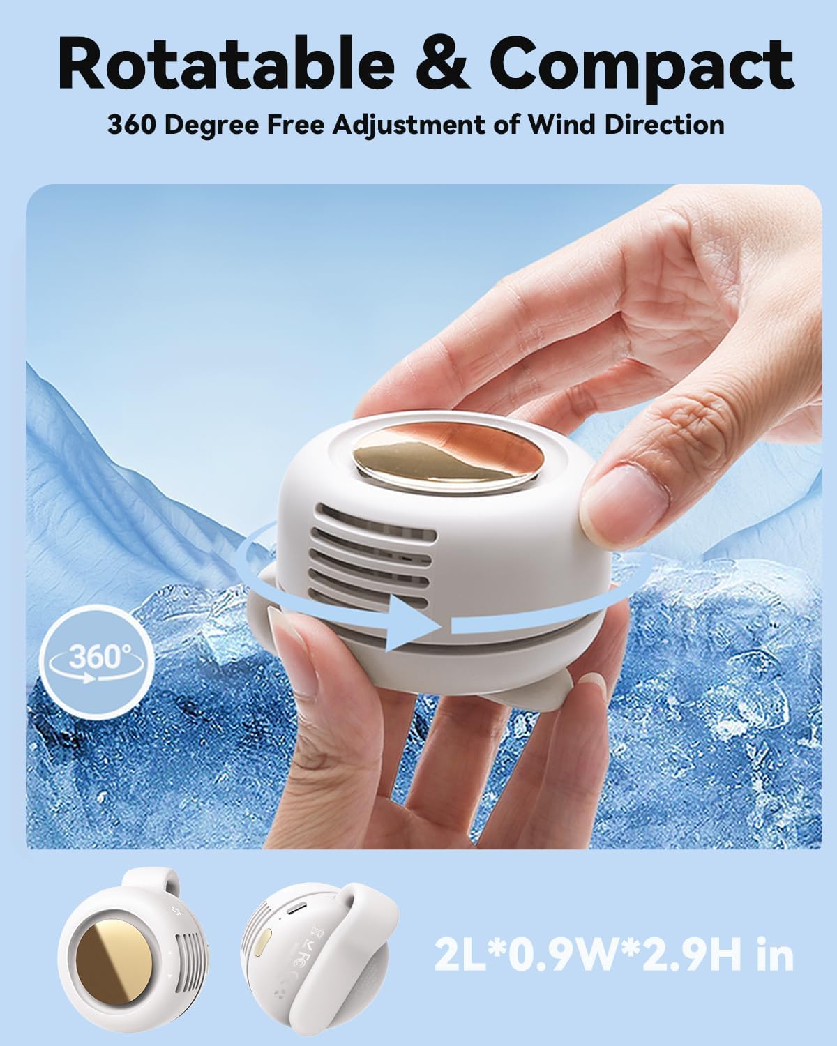 Portable Silent Mini Bladeless Fan Clip On, Small Fan Clip on for Shirt & Waist, Adjustable 3-Speed Suspended Whirlwind Fans, For Outdoor & Travel & Office, Travel Accessories, Gift (Black)