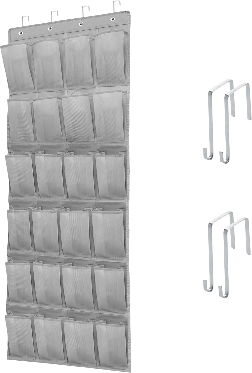 Over The Door Shoe Organizer with 24 Large Breathable Mesh Pockets Sturdy Closet Door Shoe Storage Holder Hanging SimpleHouseware Men Women Kids Shoe Holder for Rack (Black)