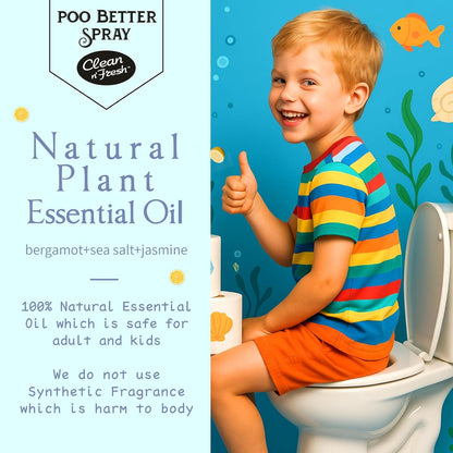 Clean-n-Fresh Toilet Spray, 6.8 Fl.oz Poo Spray | Up to 400+ Uses, 100% Natural Plant Essential Oil Citrus Scent, Bathroom Deodorizer