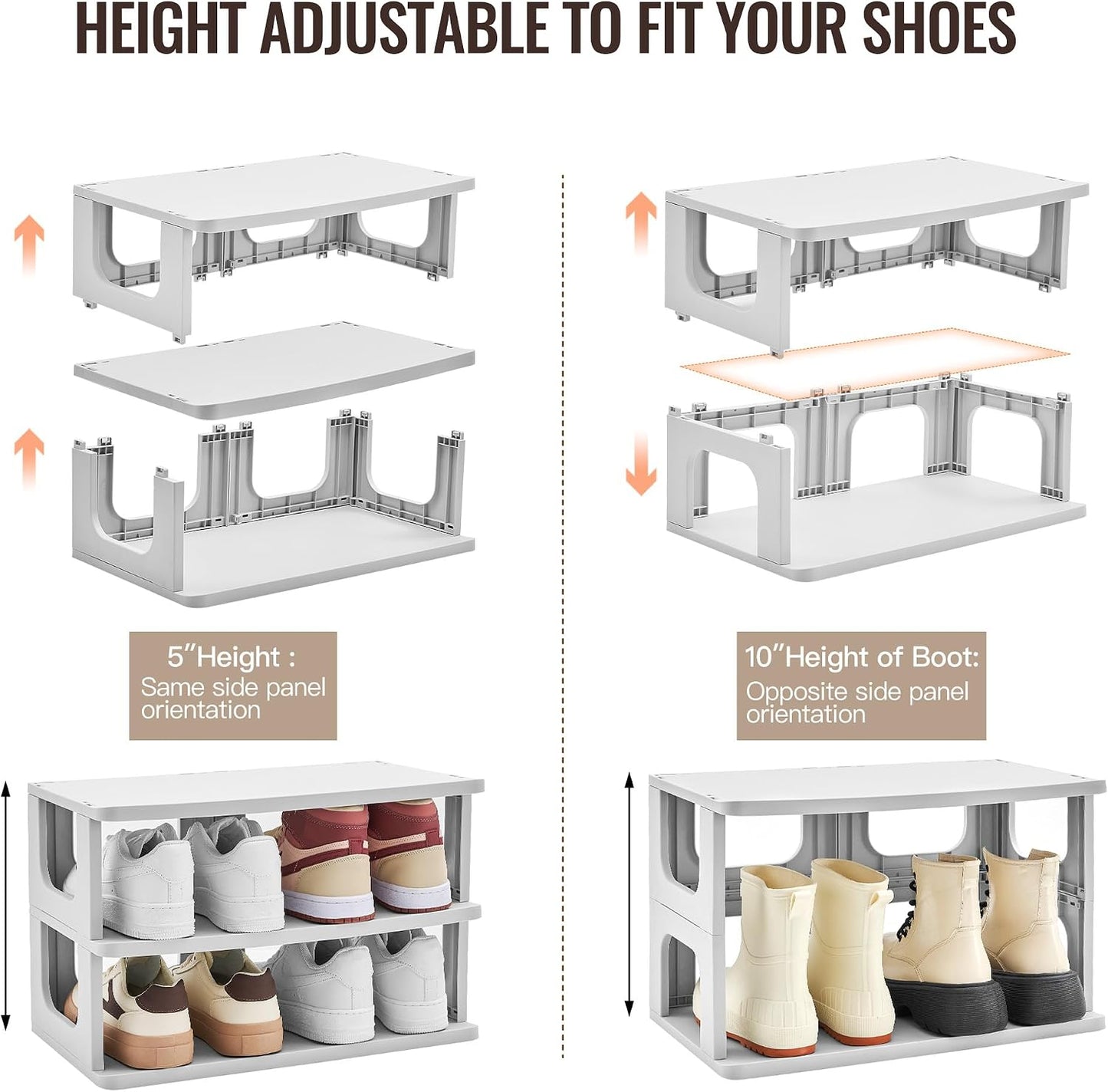 TRZZ 5-Tier Small Shoe Rack, Vertical Narrow Stackable Organizer with Removable Partition, Efficient Shoe Storage for Closet, Entryway, and Small Spaces (Black) | Removable Partition, Vertical Efficient Shoe Storage, for Closet, Entryway, Small Spaces