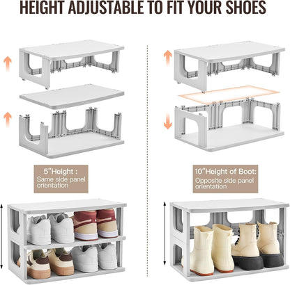 TRZZ 5-Tier Small Shoe Rack, Vertical Narrow Stackable Organizer with Removable Partition, Efficient Shoe Storage for Closet, Entryway, and Small Spaces (Black) | Removable Partition, Vertical Efficient Shoe Storage, for Closet, Entryway, Small Spaces