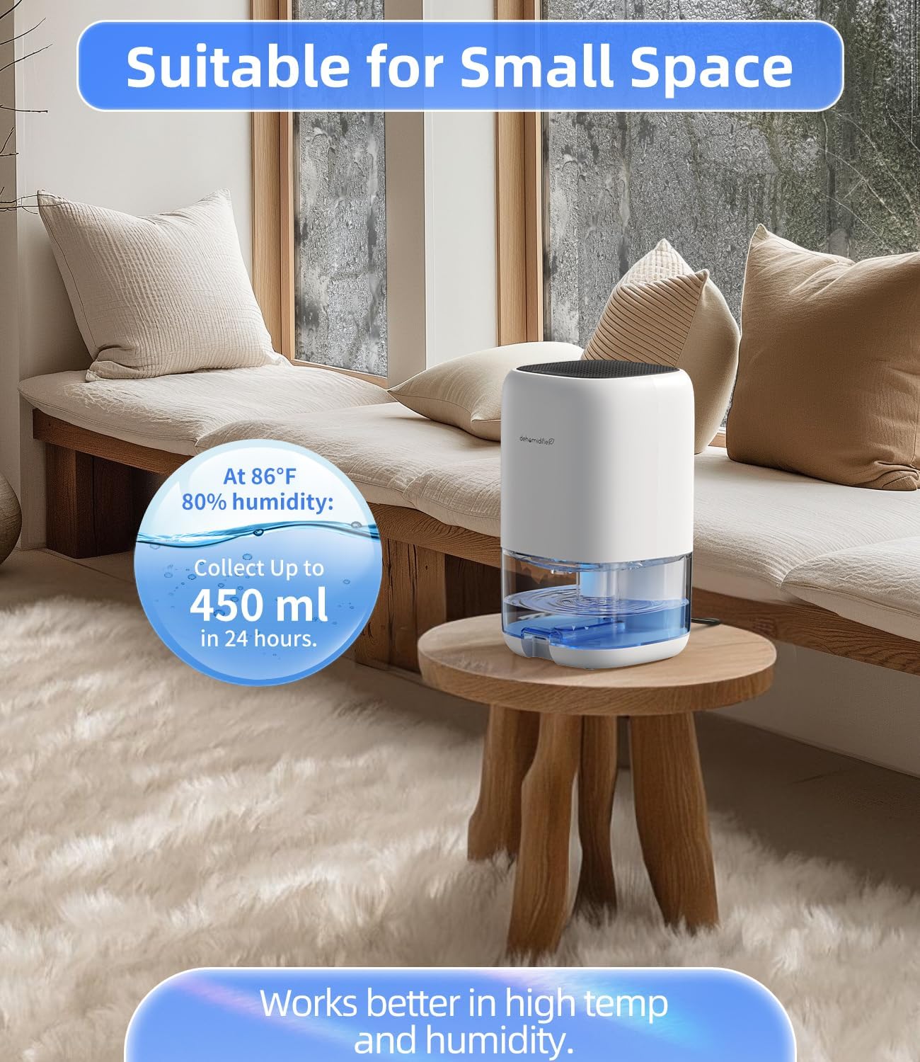 Dehumidifier, 35 OZ Small Dehumidifiers for Bedroom for Home, Quiet with Auto Shut Off, Dehumidifiers for Bedroom (280 sq. ft), Bathroom, RV, Closet, White