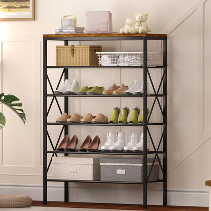 8 Tiers Tall Shoe Rack Organizer, Large Capacity Shoe Rack Holds 32 Pairs of Shoes, Durable and Stable, Adjustable Metal Shelf Stackable Shoe Shelf for Entryway, Hallway, Living Room, Closet