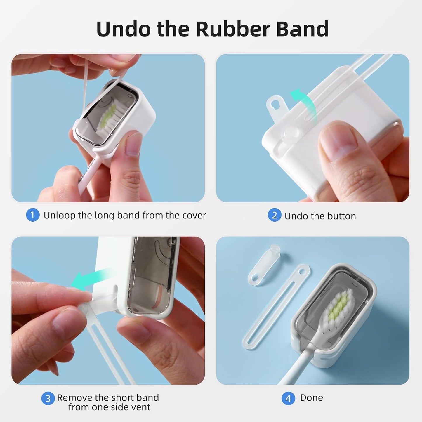 Travel Toothbrush Cover 2PCS,【Innovative Band Design】 Stay Closed Electric Toothbrush Covers Caps, Toothbrush Head Cover for Travel, Camping,Bathroom, Business
