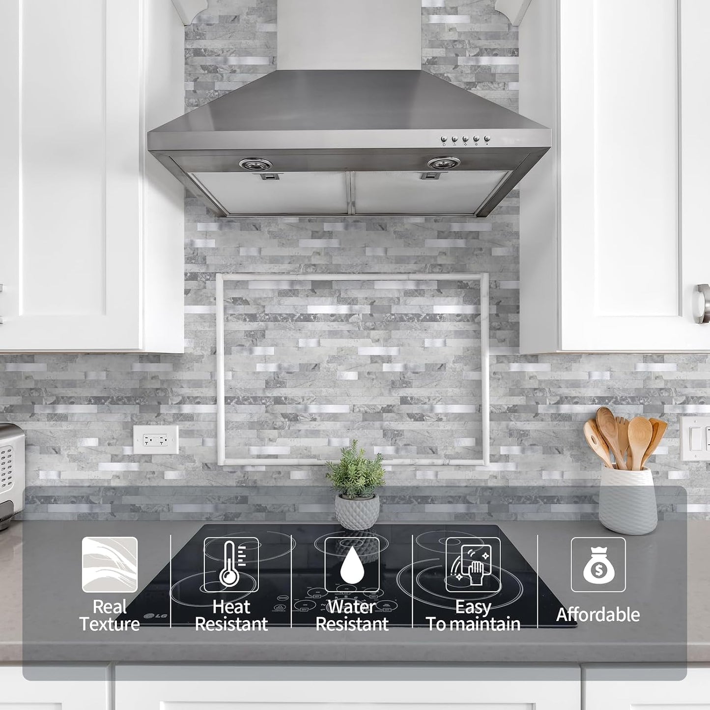 Yipscazo 2026 New Upgrade 11.34" X 11.57" Peel and Stick Backsplash, Stick on Backsplash Tiles for Kitchen, Bathroom, Fireplace (10 Sheets, Beige Rocks + Rose Gold)