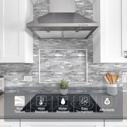 Yipscazo 2026 New Upgrade 11.34" X 11.57" Peel and Stick Backsplash, Stick on Backsplash Tiles for Kitchen, Bathroom, Fireplace (10 Sheets, Beige Rocks + Rose Gold)