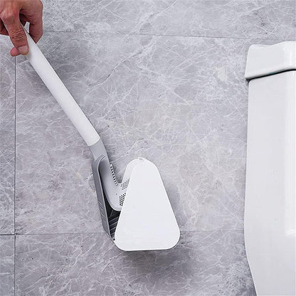 Silicone Toilet Brush,Golf Toilet Bowl Brush and Holder Set Long Handle No Dead Ends Flexible Toilet Cleaner Brush Wall-Mounted Toilet Cleaning Brush with Holder (Black)