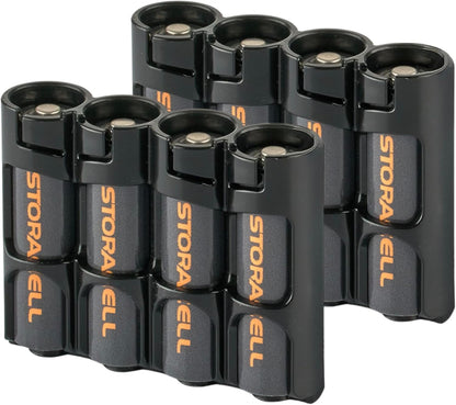 AA Battery Storage Caddy by Storacell, Black, Holds 4 Batteries (Not included)