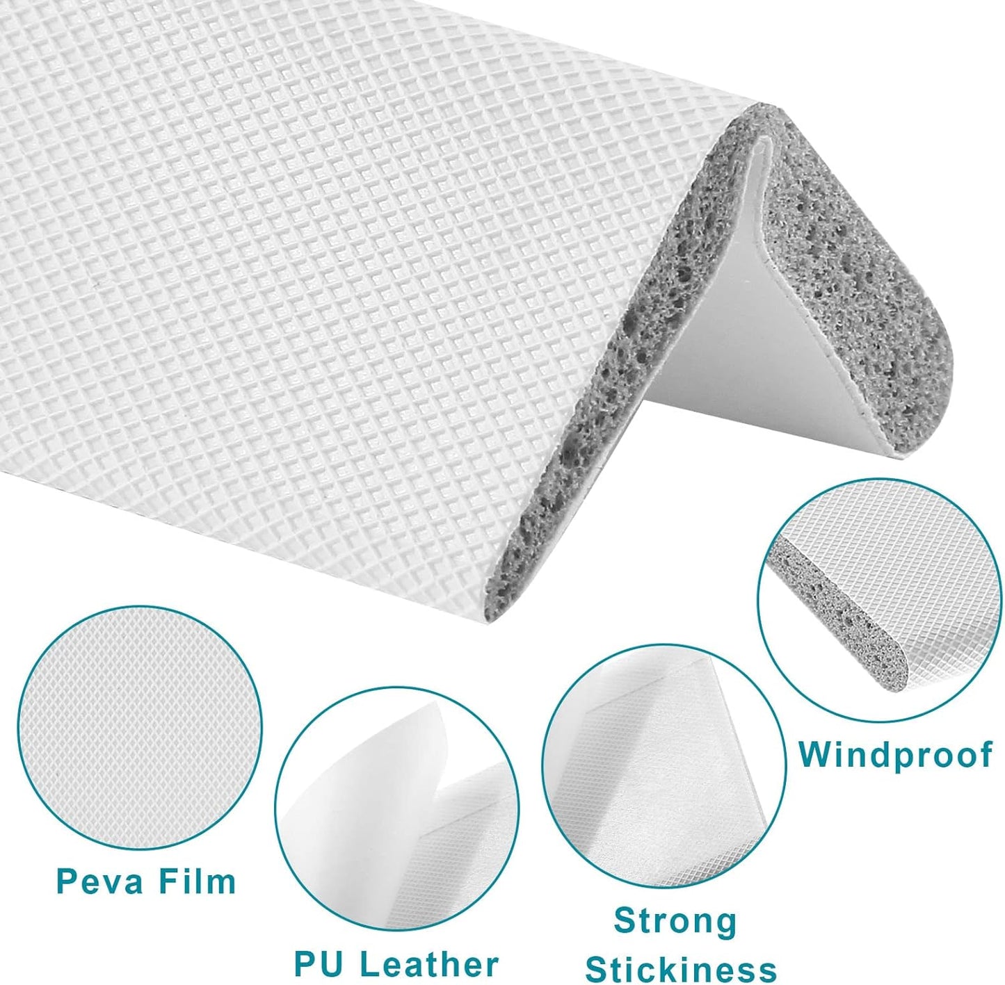 4 Pcs Door Corner Seals, Exterior Door Jamb Frame Seal, Self-Adhesive Wedge Draft Stoppers Foam Pads for Weather Stripping Noise Isolating (White)