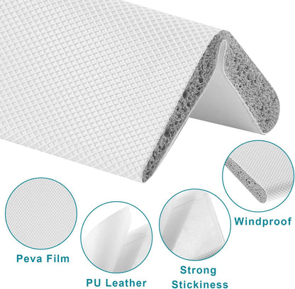 4 Pcs Door Corner Seals, Exterior Door Jamb Frame Seal, Self-Adhesive Wedge Draft Stoppers Foam Pads for Weather Stripping Noise Isolating (White)