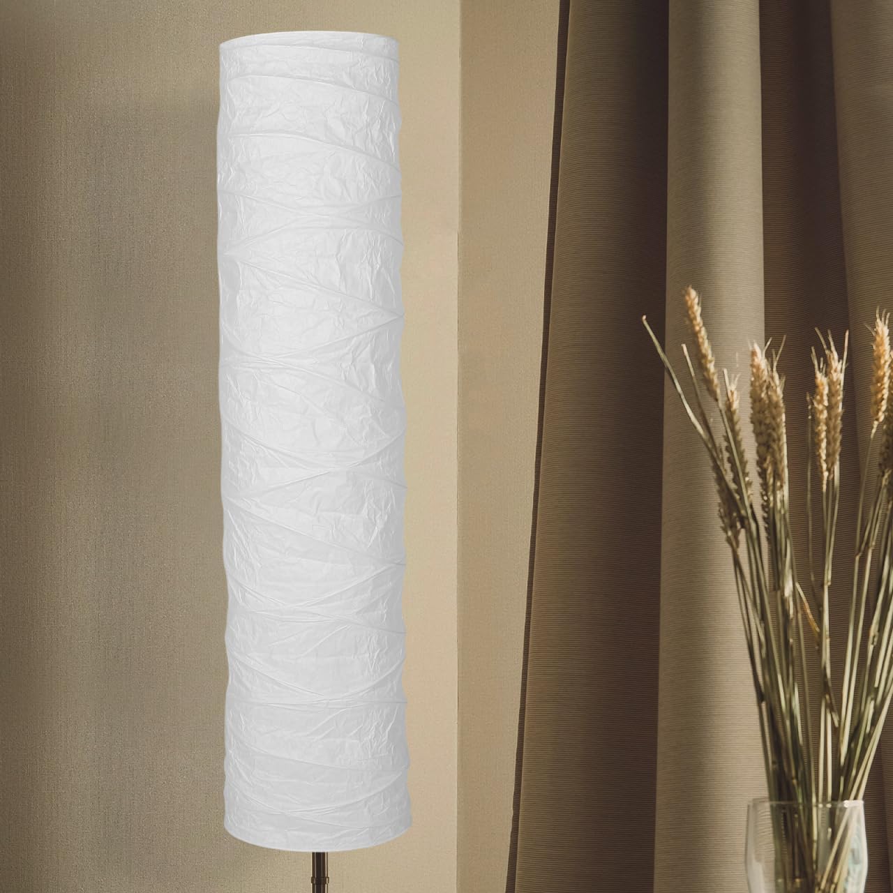 ABOOFAN Floor Lamp Shade Replacement – 49.21" Foldable Rice Paper Lampshade for Soft Light Diffusion & Easy Tool-Free Installation – for Living Room, Bedroom, Office
